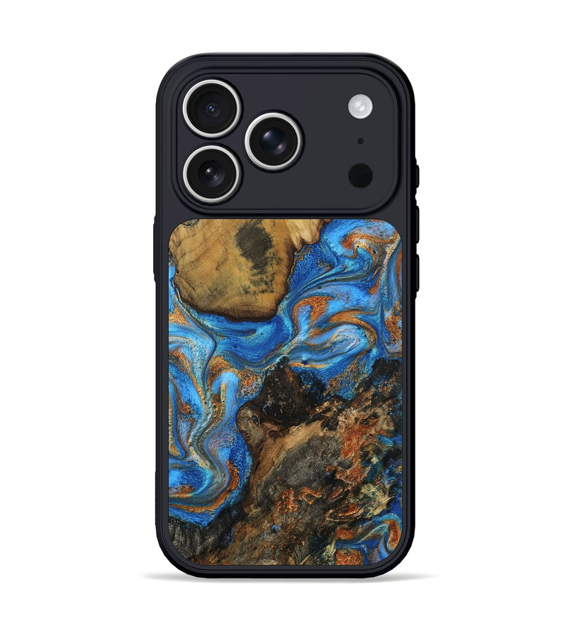 iPhone 17 Pro Wood Phone Case - Dax (Teal & Gold, 798646)