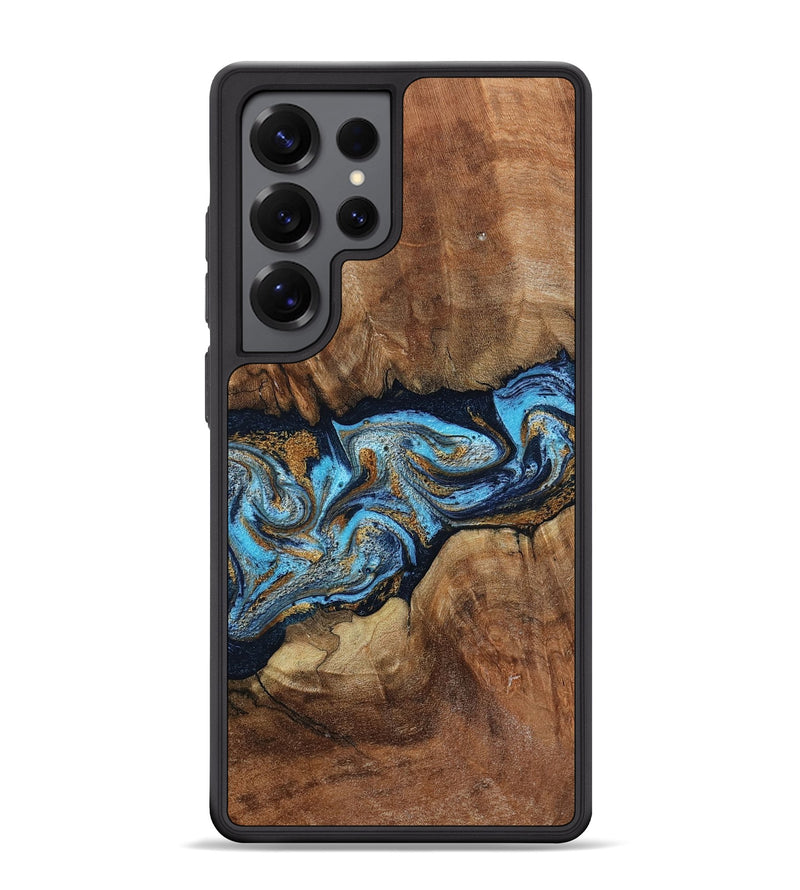 Galaxy S25 Ultra Wood Phone Case - Tristin (Teal & Gold, 798652)