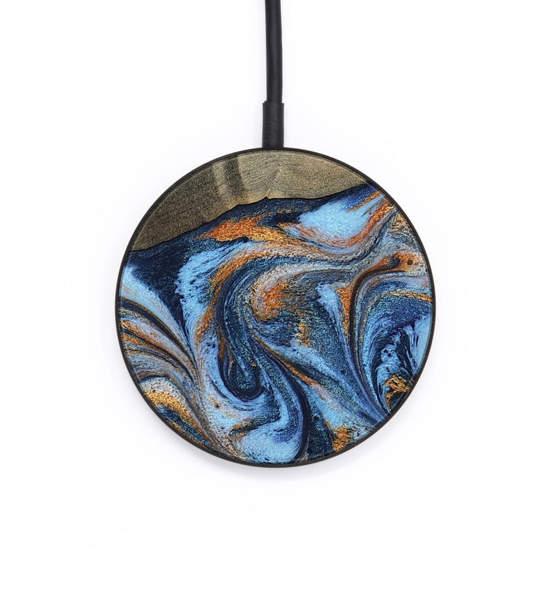 Circle Wood Wireless Charger - Bobbie (Teal & Gold, 798655)