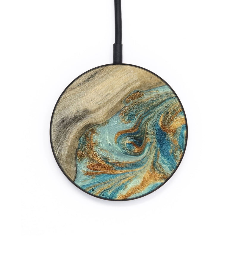 Circle Wood Wireless Charger - Clayton (Teal & Gold, 798656)