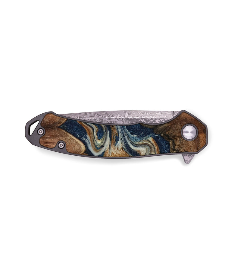 EDC Wood Pocket Knife - Newton (Teal & Gold, 798664)