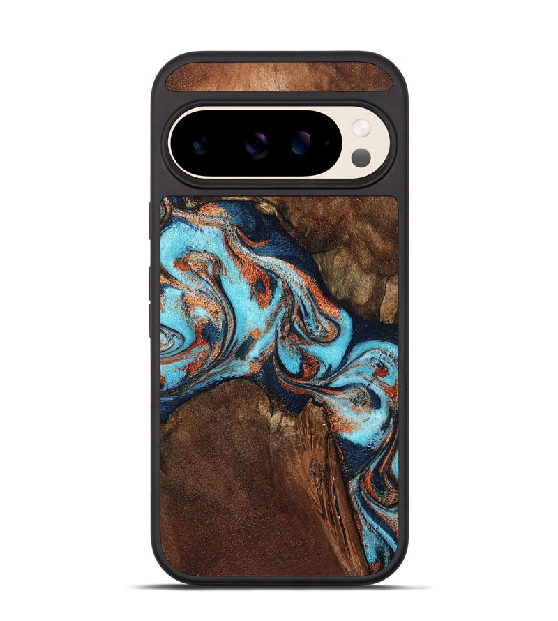 Pixel 10 Wood Phone Case - Karson (Teal & Gold, 798665)