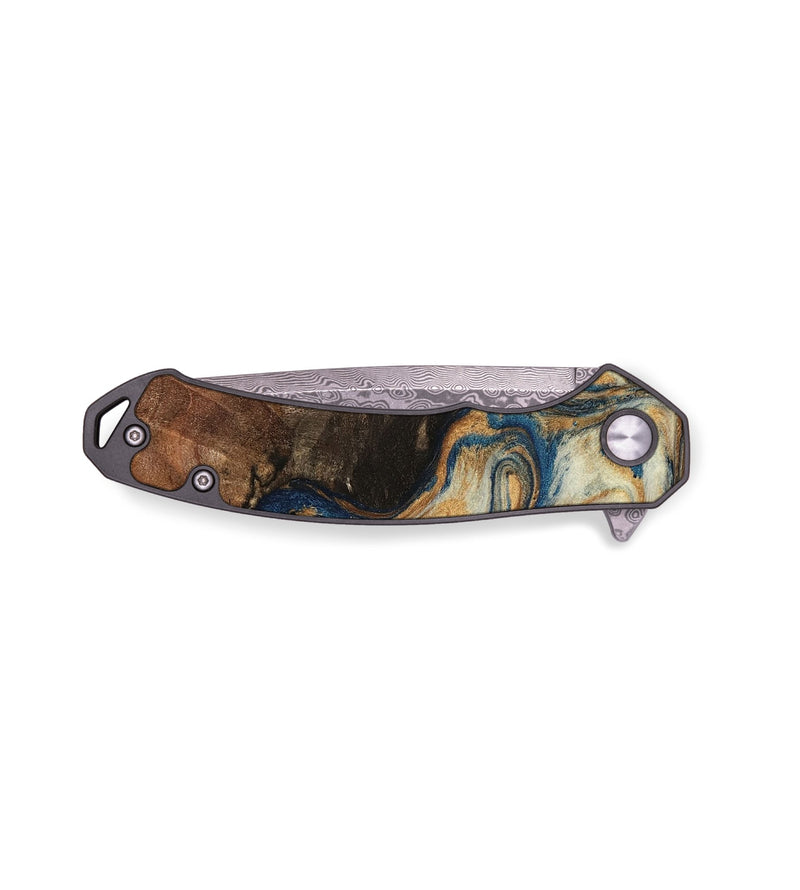 EDC Wood Pocket Knife - Adison (Teal & Gold, 798677)