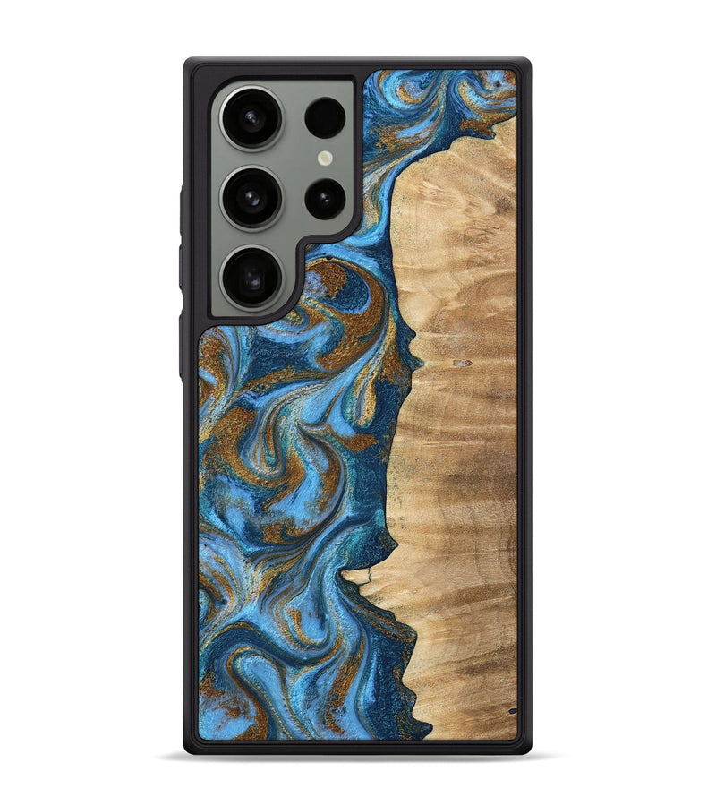 Galaxy S24 Ultra Wood Phone Case - Janiah (Teal & Gold, 798683)