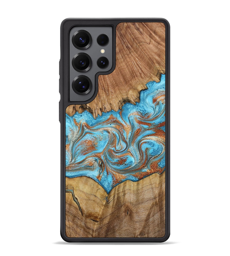Galaxy S25 Ultra Wood Phone Case - Avayah (Teal & Gold, 798696)