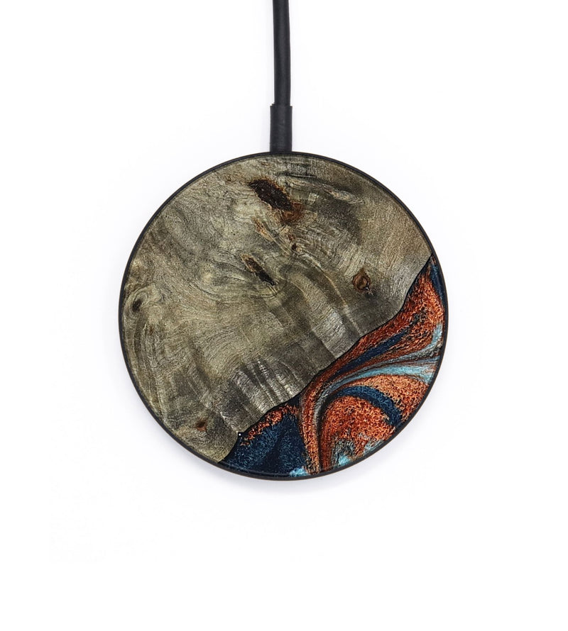 Circle Wood Wireless Charger - Mckayla (Teal & Gold, 798698)