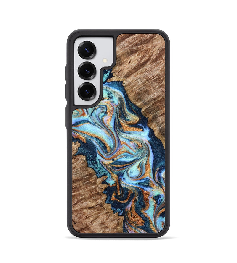 Galaxy S25 Wood Phone Case - Bree (Teal & Gold, 798717)