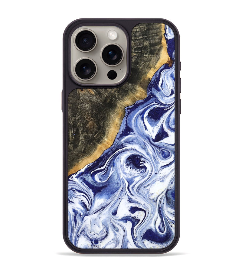 iPhone 15 Pro Max Wood Phone Case - Tiffani (Blue, 799009)
