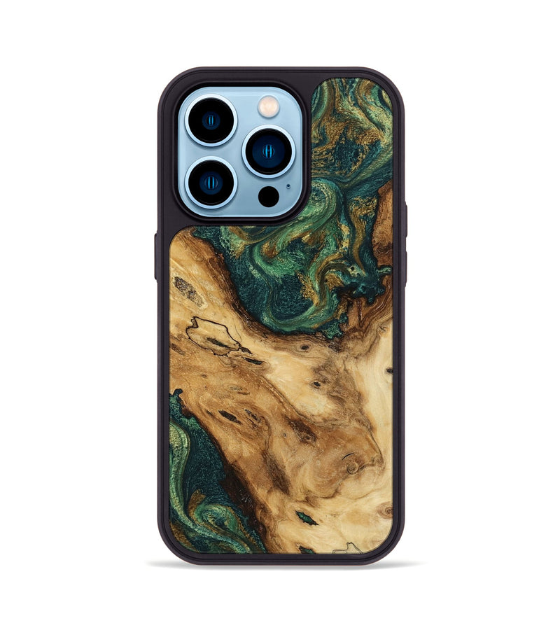 iPhone 14 Pro Wood Phone Case - Devonta (Green, 799013)