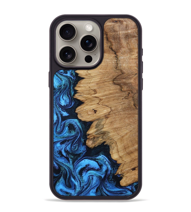 iPhone 15 Pro Max Wood Phone Case - Autumn (Blue, 799037)
