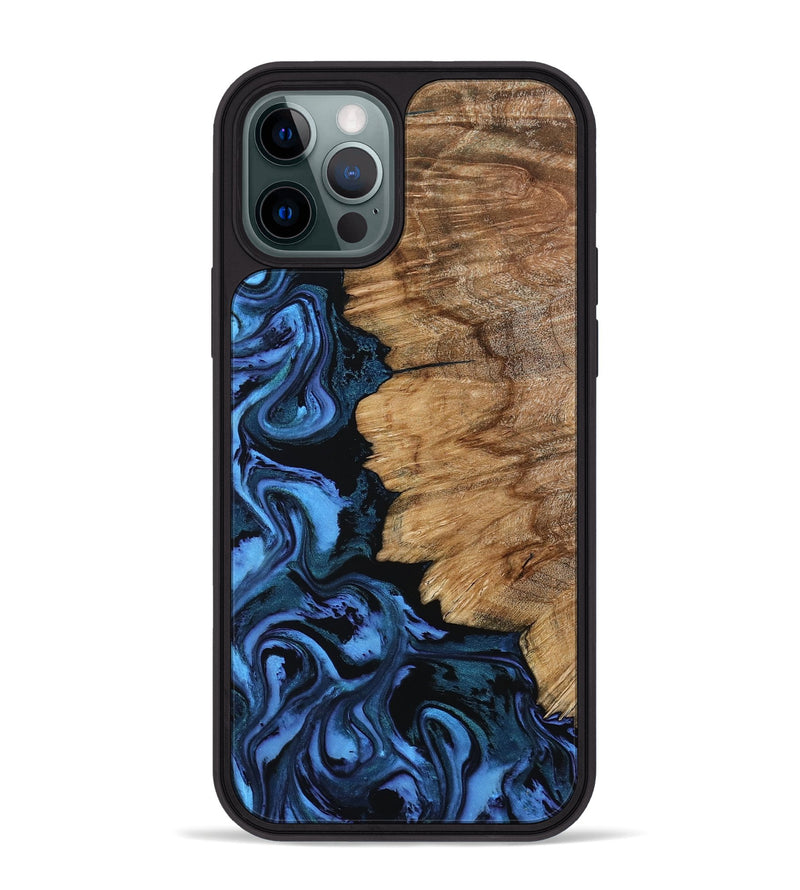 iPhone 12 Pro Max Wood Phone Case - Efrain (Blue, 799055)