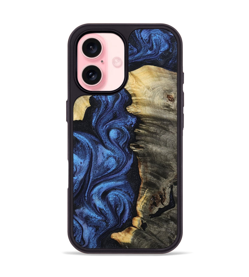 iPhone 16 Wood Phone Case - Toya (Blue, 799082)