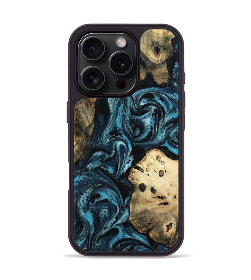iPhone 16 Pro Wood Phone Case - Phillip (Blue, 799097)