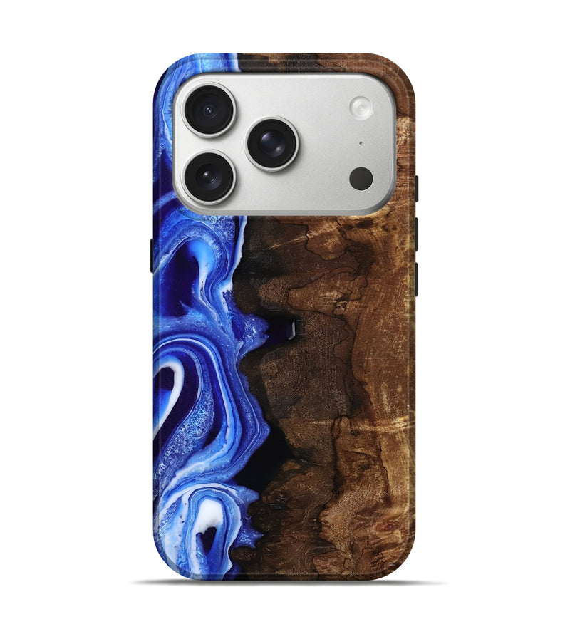 iPhone 17 Pro Wood Live Edge Phone Case - Grey (Blue, 799231)