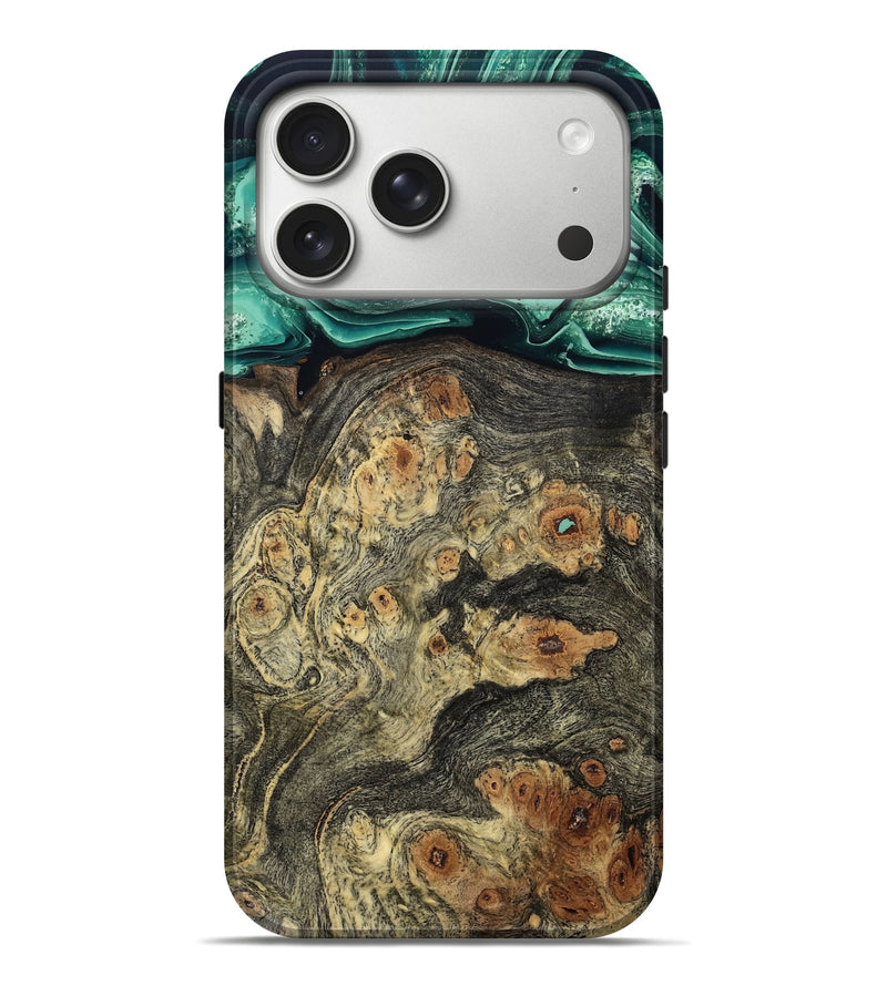 iPhone 17 Pro Max Wood Live Edge Phone Case - Edna (Green, 799233)