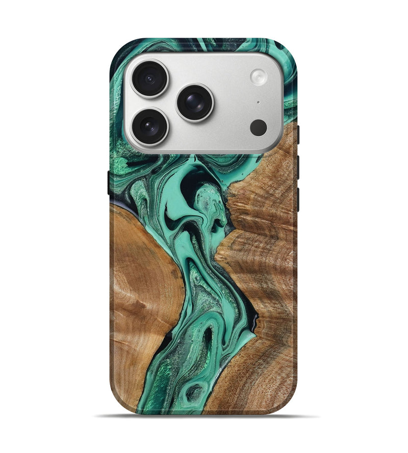 iPhone 17 Pro Wood Live Edge Phone Case - Larkin (Green, 799234)