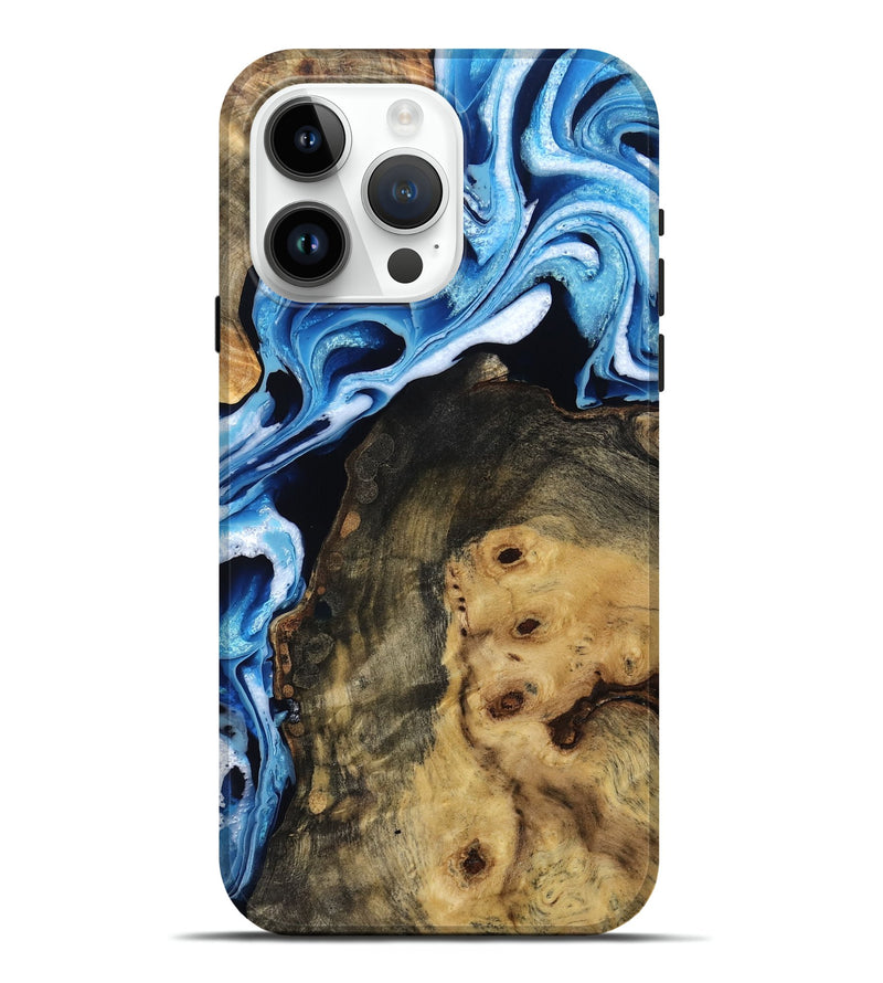 iPhone 15 Pro Max Wood Live Edge Phone Case - Neriah (Blue, 799240)