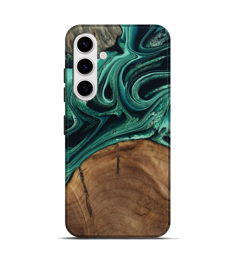 Galaxy S25 Wood Live Edge Phone Case - Geo (Green, 799246)