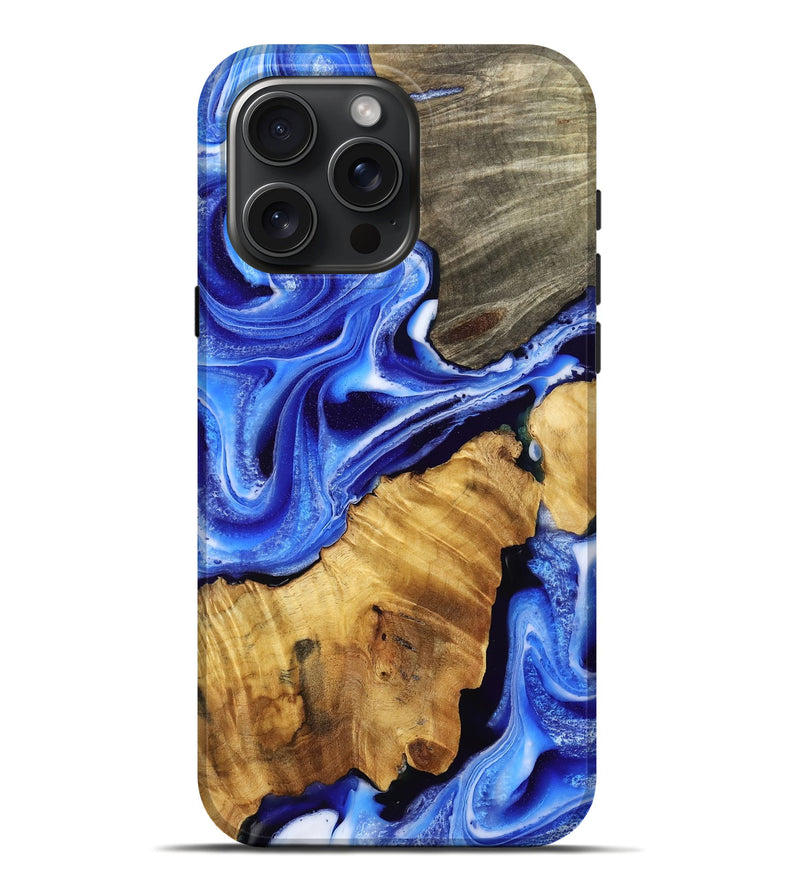 iPhone 16 Pro Max Wood Live Edge Phone Case - Marnie (Blue, 799257)