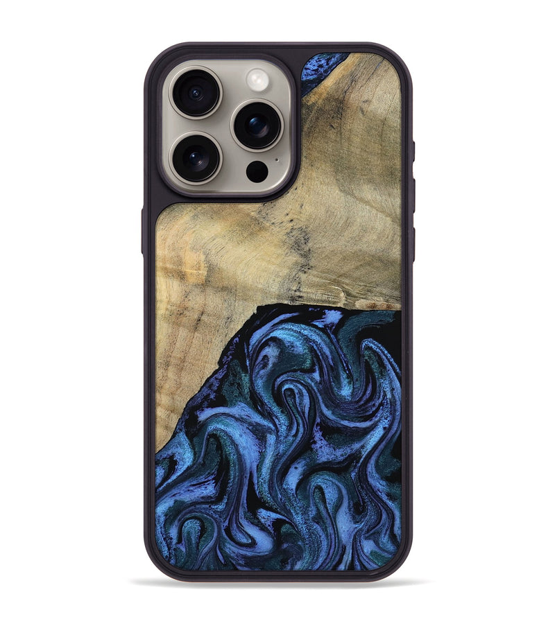 iPhone 15 Pro Max Wood Phone Case - Mandie (Blue, 799437)