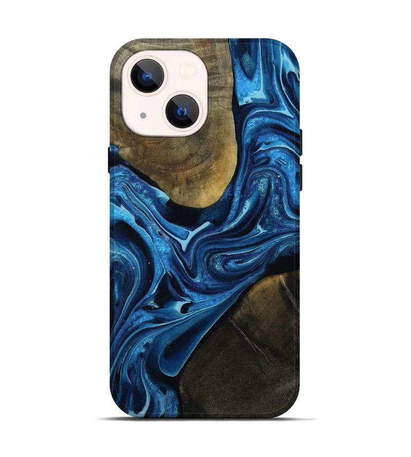 iPhone 14 Wood Live Edge Phone Case - Devyn (Blue, 799721)
