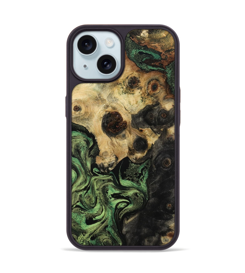 iPhone 15 Wood Phone Case - Aliya (Green, 799919)