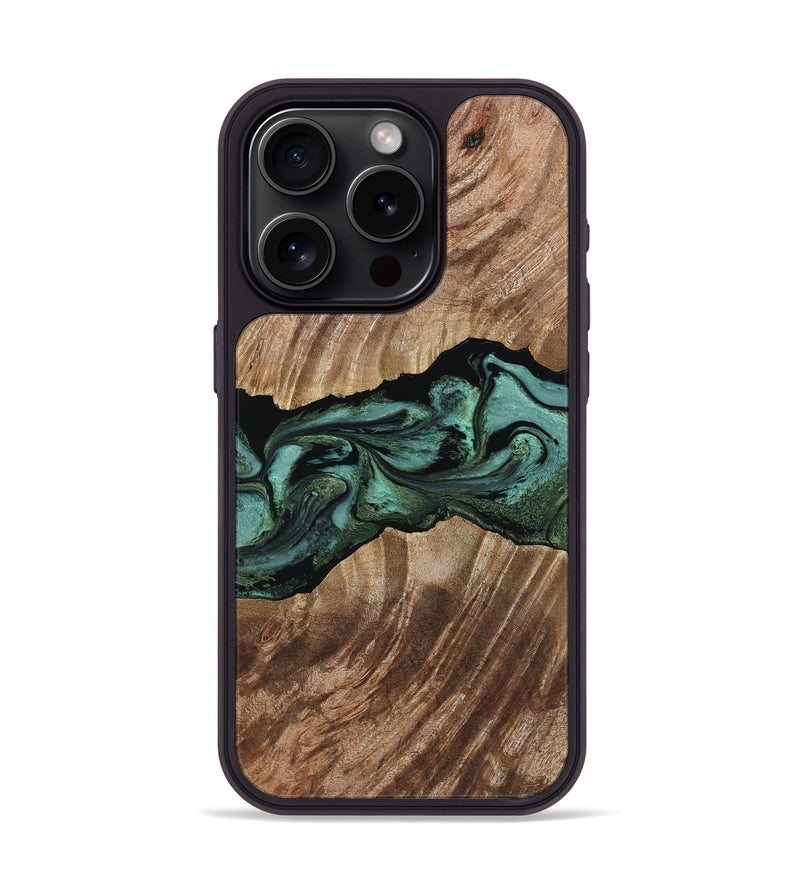 iPhone 15 Pro Wood Phone Case - Noelle (Green, 799927)