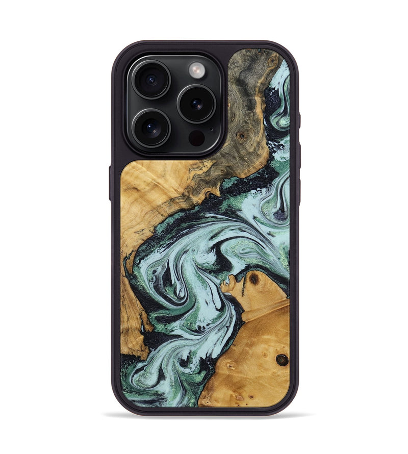 iPhone 15 Pro Wood Phone Case - Zoey (Green, 799933)
