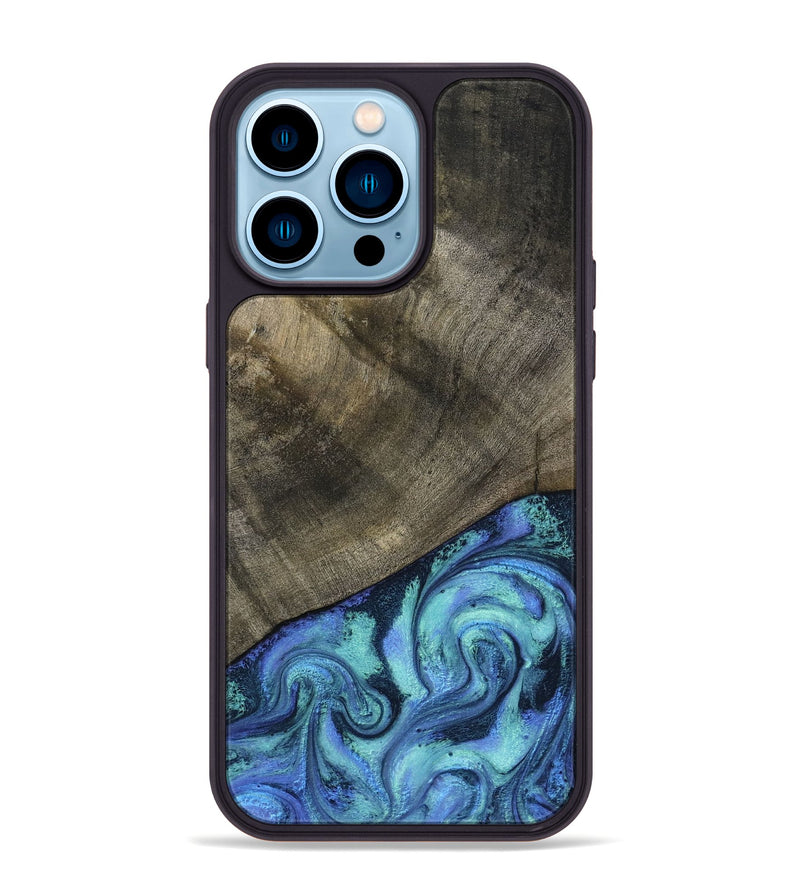 iPhone 14 Pro Max Wood Phone Case - Edwina (Blue, 799955)