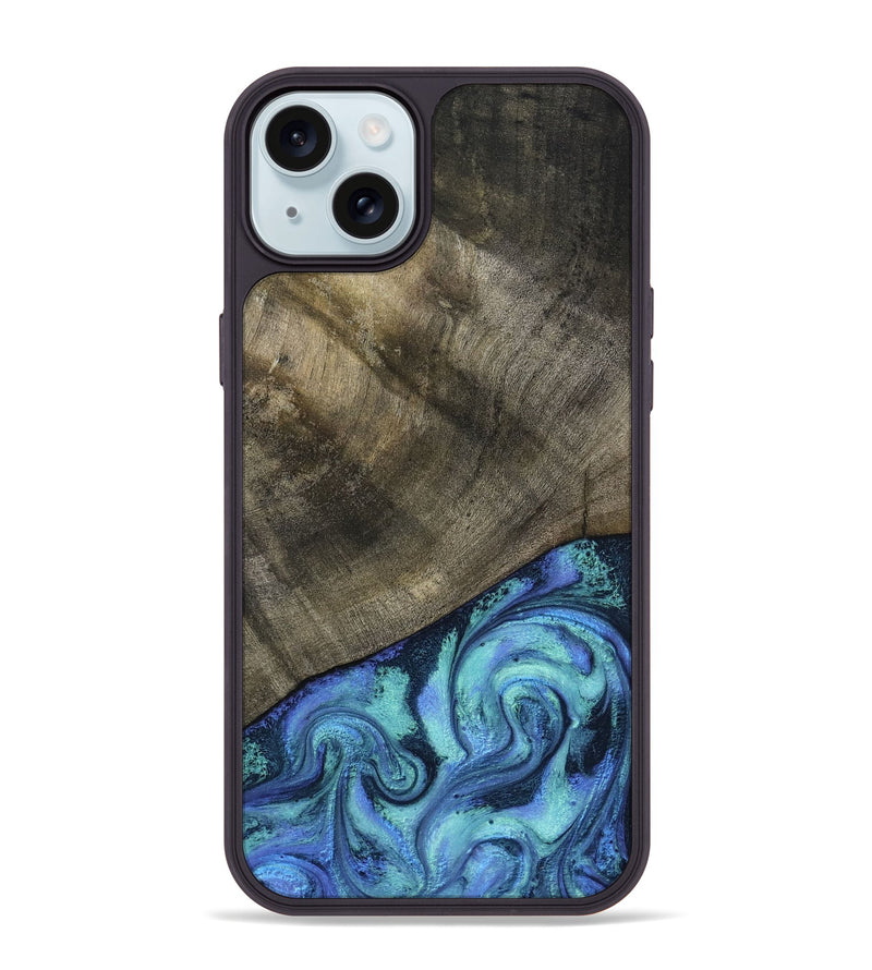 iPhone 15 Plus Wood Phone Case - Edwina (Blue, 799955)