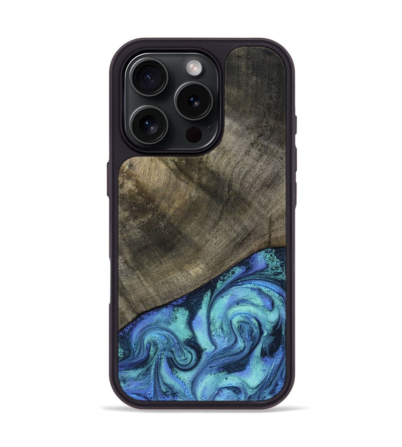 iPhone 16 Pro Wood Phone Case - Edwina (Blue, 799955)