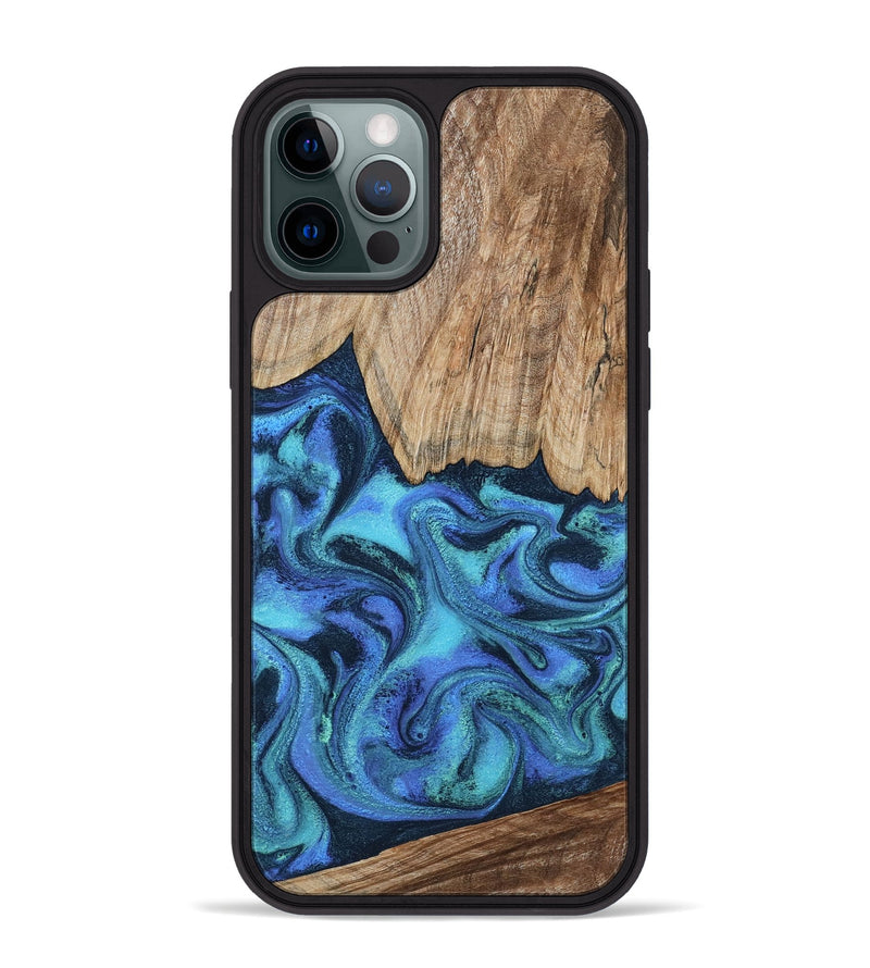 iPhone 12 Pro Max Wood Phone Case - Leslie (Blue, 799956)