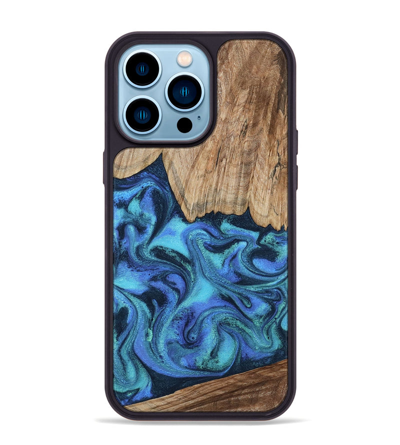 iPhone 14 Pro Max Wood Phone Case - Leslie (Blue, 799956)