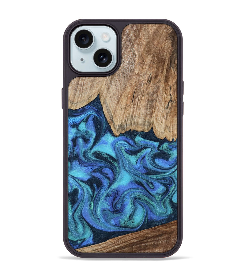 iPhone 15 Plus Wood Phone Case - Leslie (Blue, 799956)