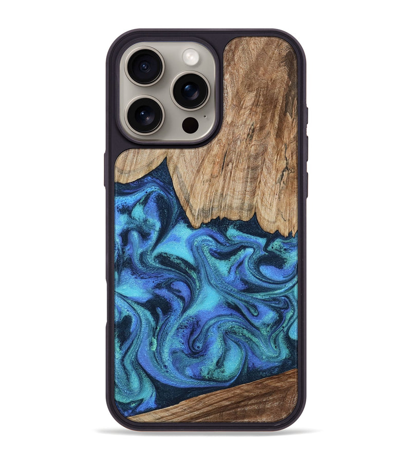 iPhone 16 Pro Max Wood Phone Case - Leslie (Blue, 799956)