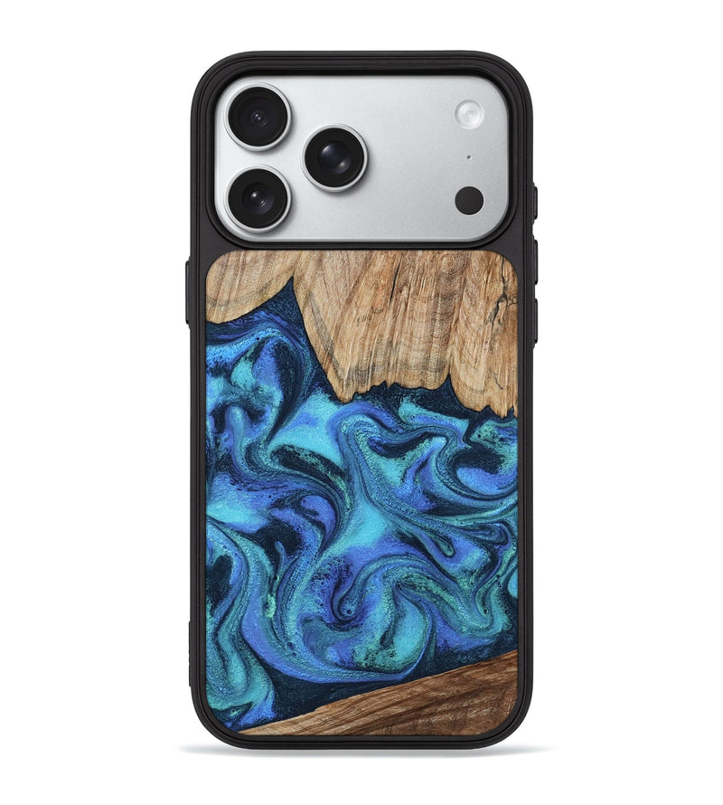 iPhone 18 Pro Max Wood Phone Case - Leslie (Blue, 799956)