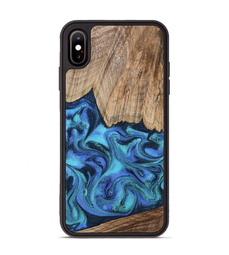 iPhone Xs Max Wood Phone Case - Leslie (Blue, 799956)