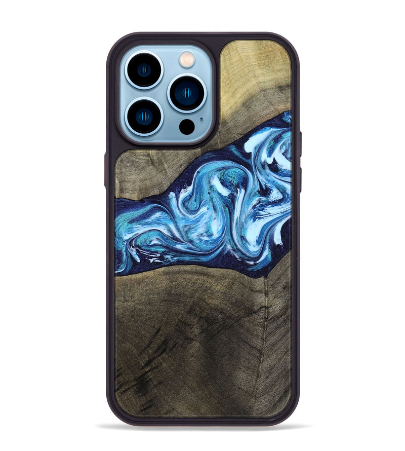 iPhone 14 Pro Max Wood Phone Case - Alicia (Blue, 799974)