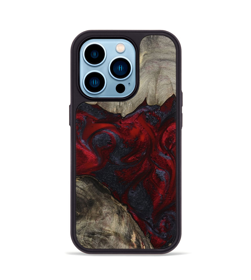 iPhone 14 Pro Wood Phone Case - Taina (Red, 800021)