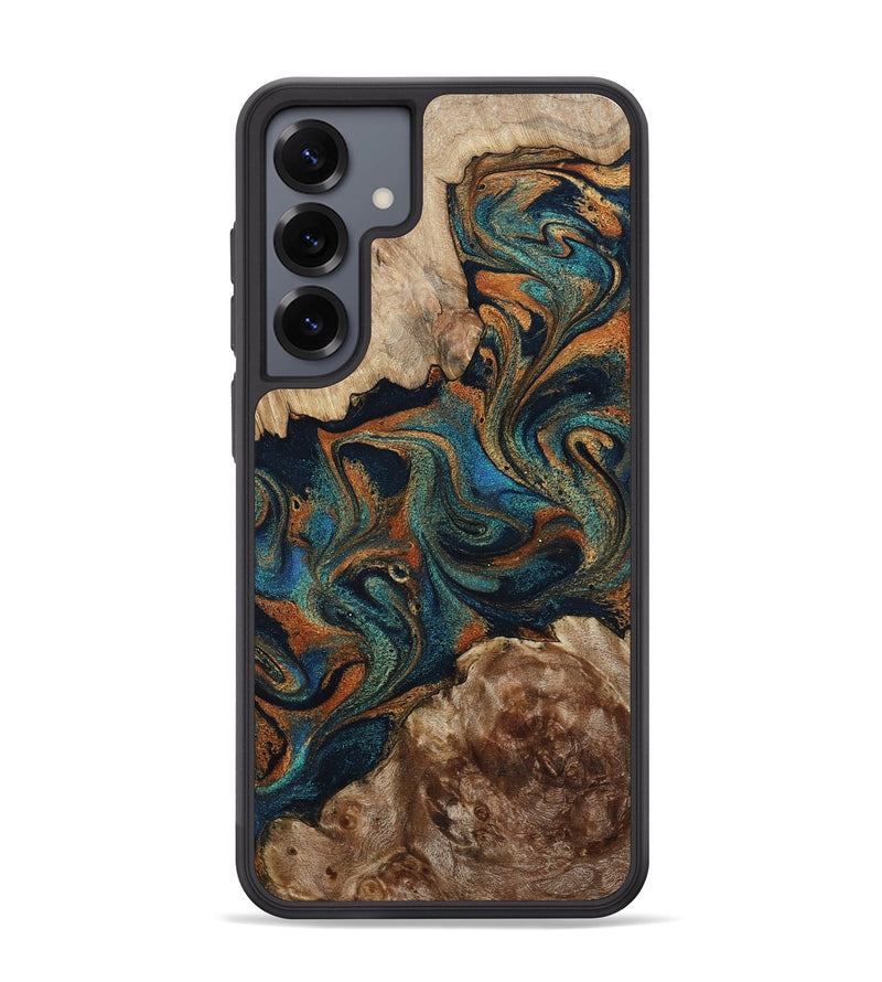 Galaxy S25 Plus Wood Phone Case - Kya (Teal & Gold, 800055)