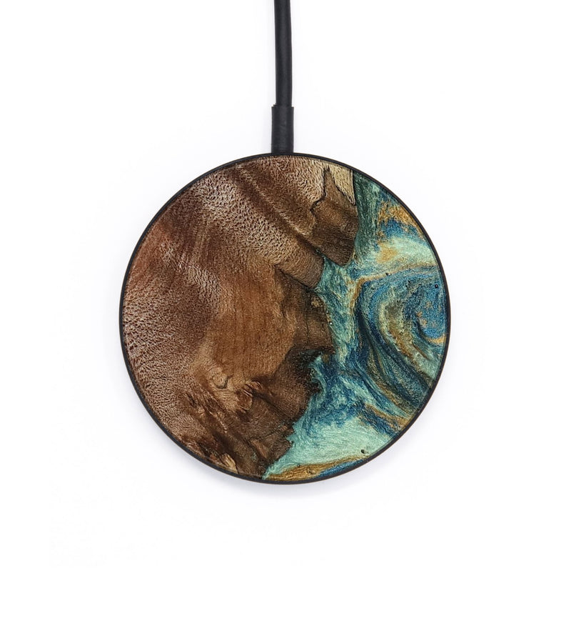 Circle Wood Wireless Charger - Cyrus (Teal & Gold, 800060)