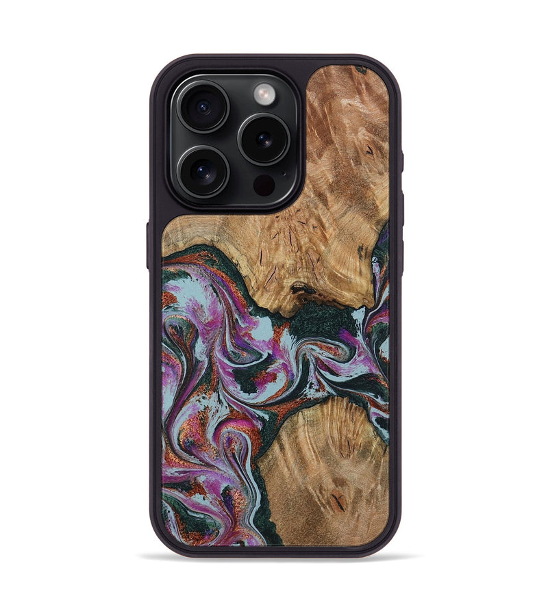 iPhone 15 Pro Wood Phone Case - Violeta (Green, 800077)