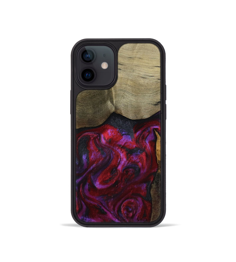 iPhone 12 mini Wood Phone Case - Deven (Red, 800092)