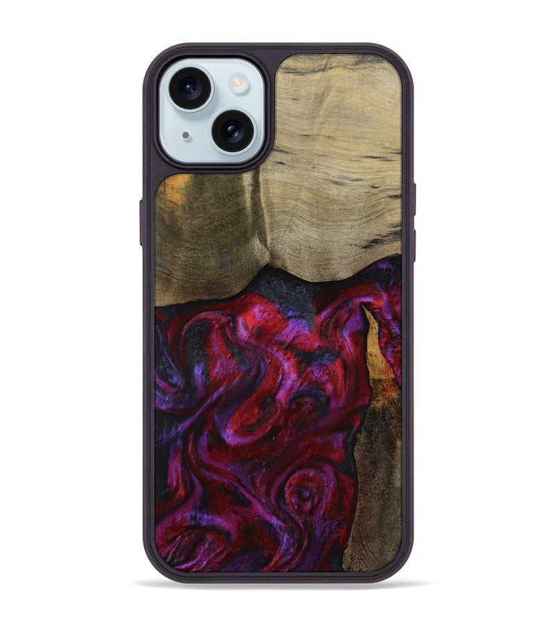 iPhone 15 Plus Wood Phone Case - Deven (Red, 800092)