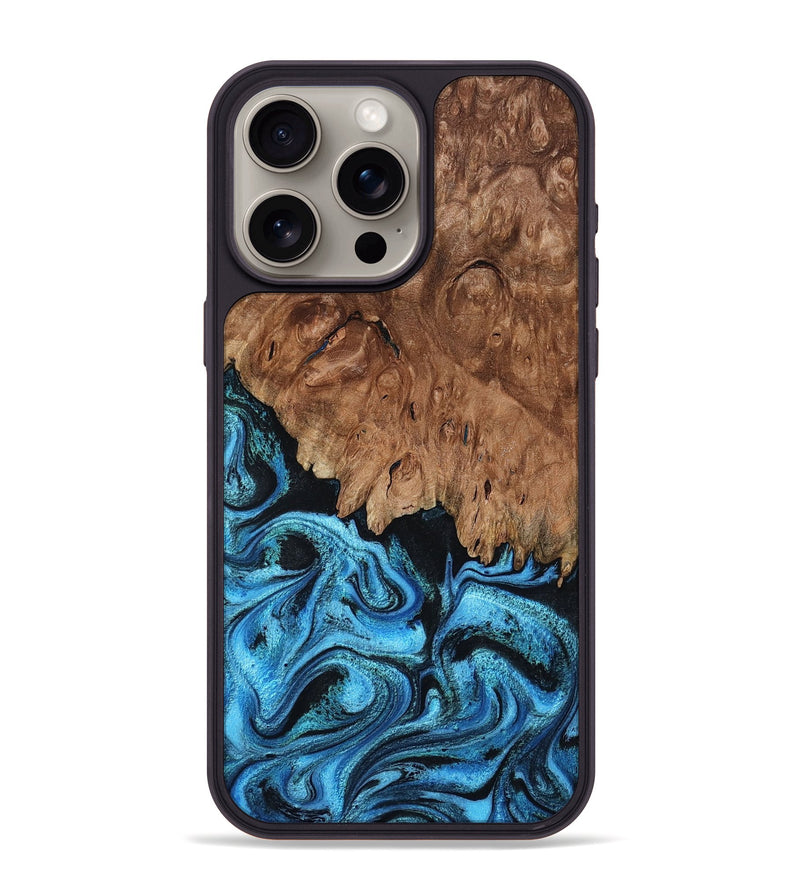 iPhone 15 Pro Max Wood Phone Case - Cletus (Blue, 800200)