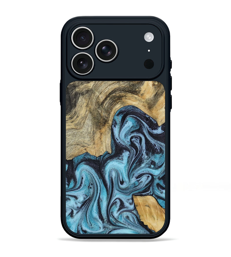 iPhone 17 Pro Max Wood Phone Case - Junius (Blue, 800206)