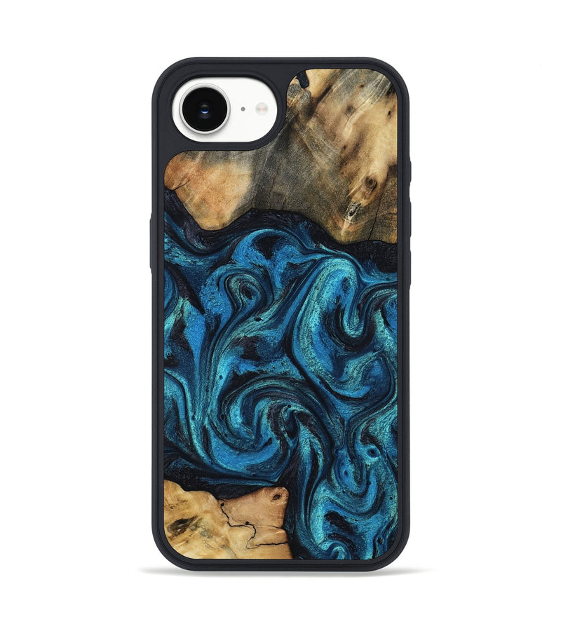 iPhone 16e Wood Phone Case - Raheem (Blue, 800212)
