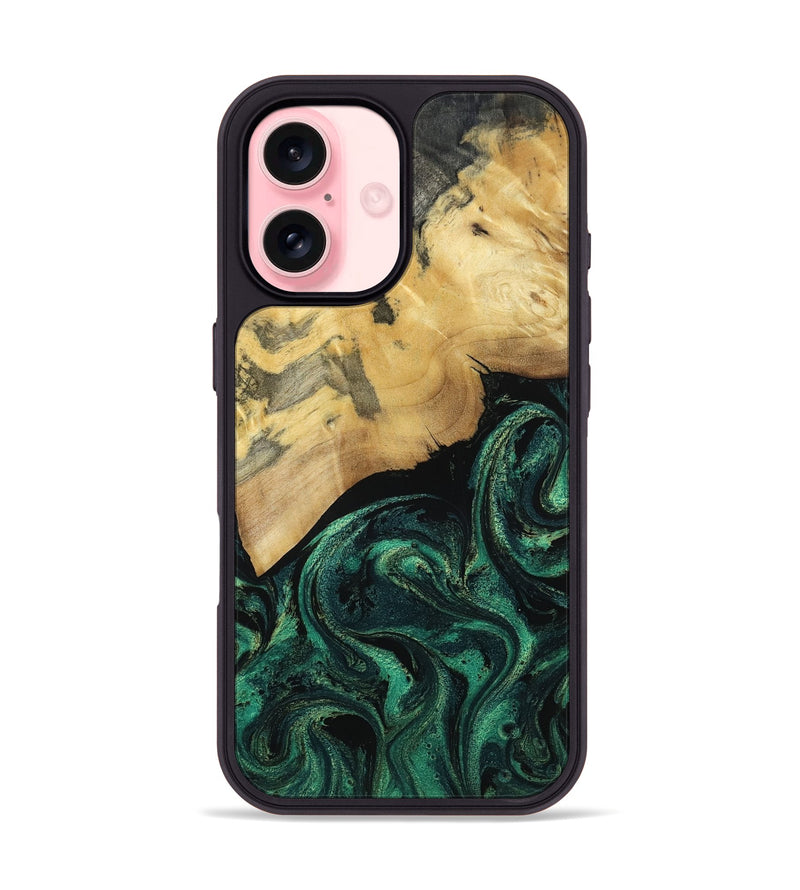 iPhone 16 Wood Phone Case - Khari (Green, 800333)