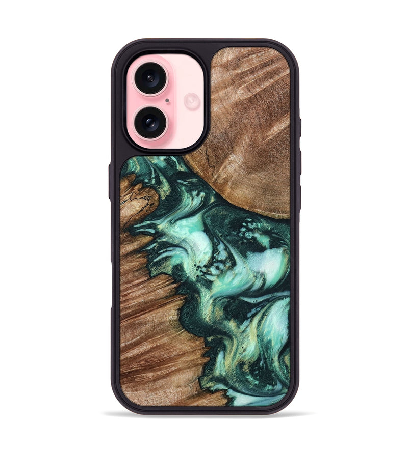iPhone 16 Wood Phone Case - Donny (Green, 800342)