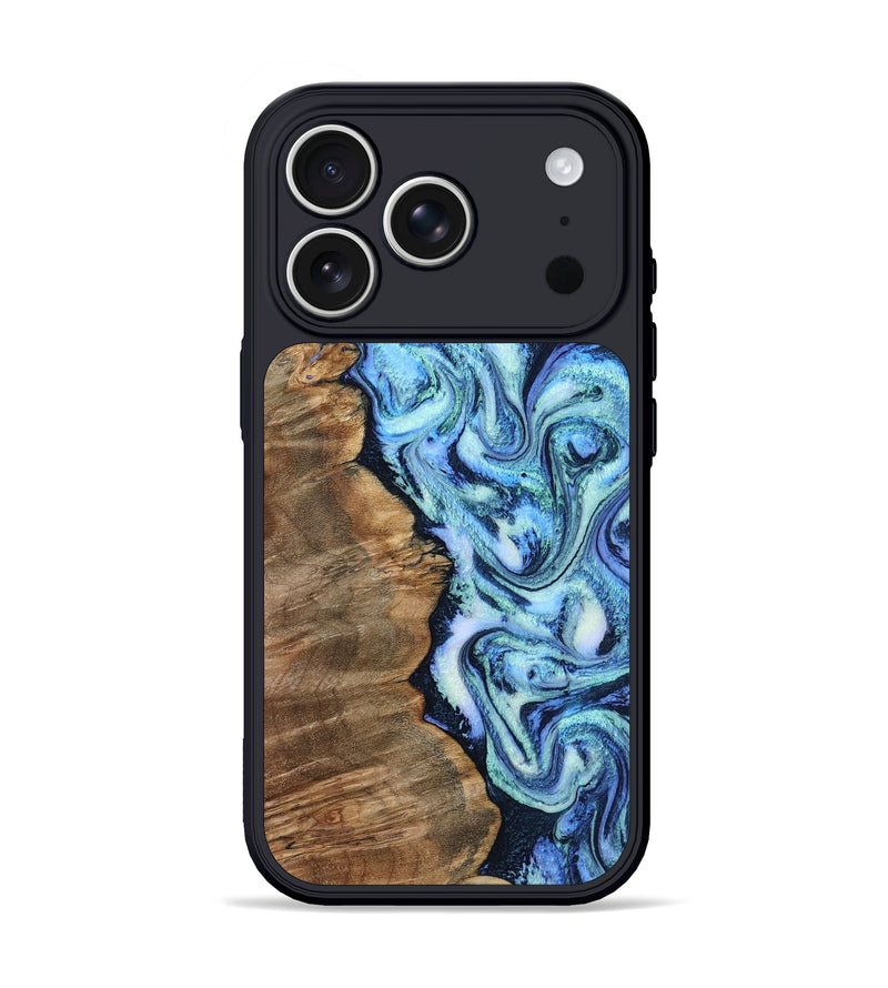 iPhone 17 Pro Wood Phone Case - Lora (Blue, 800356)